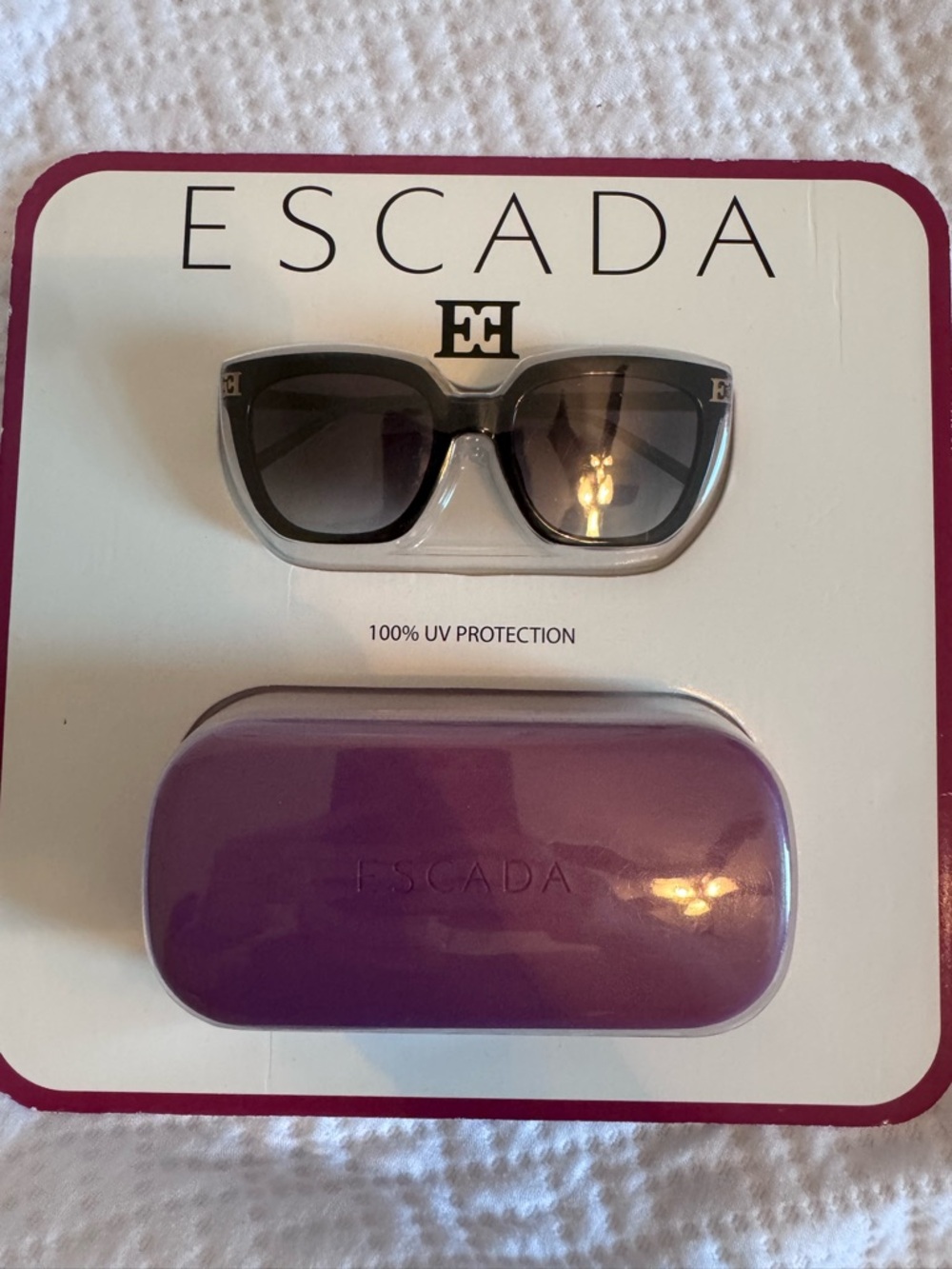Escada Sunglasses Set Black Oversized Shades w Case 100% UV Protection